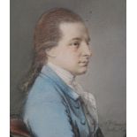 Hugh Douglas Hamilton (c.1739-1808) - Portrait of a gentleman seated with a blue jacket Pastel