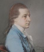 Hugh Douglas Hamilton (c.1739-1808) - Portrait of a gentleman seated with a blue jacket Pastel
