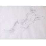 British School (20th Century) - Reclining female nude Graphite 27 x 38 cm.(10 3/4 x 15 in)