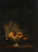 Dutch School (probably early 19th Century) - Still life with a pewter bowl of fruit Oil on panel