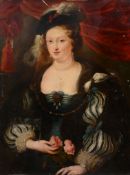 After Sir Peter Paul Rubens (1577-1640) and Studio - Portrait of a lady, half length, in a blue