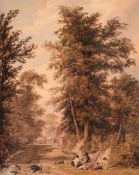William Westall (1781-1850) - A scene near Newbury Watercolour over graphite, heightened with