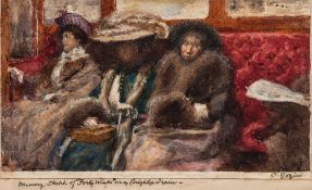 Charles Gogin (1844-1931) - Three ladies on carriage Watercolour and bodycolour, on thick wove paper