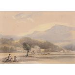 George Bryant Campion (1795-1870) - A view from our window at Tyn y Cellyn Black chalk, watercolour,