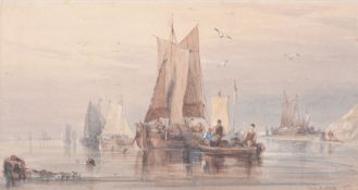 William Leighton Leitch (1804-1883) - Fishing boats at harbour Watercolour  Signed and dated   1833