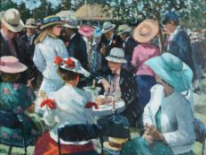Sherree Valentine Daines (b.1956) - At the Regatta, Henley Oil on board Signed lower right 45 x 58