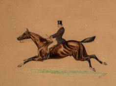 George Veal (late 19th century) - A group of four studies of gentleman hunting on horseback