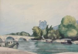 Henri Verge-Sarrat (1880-1966) - Pont Royale Pen and black ink, watercolour and bodycolour, on