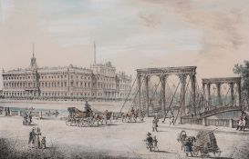 Continental School - Set of eight lithographs Nouveau Pont en chaines, pres du Jardin d'ete; Quai de
