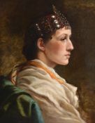 English School (19th Century) - An oriental young lady Oil on canvas 53.5 x 44.5 cm.(21 1/2 x 17 1/2