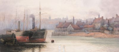 William Davison (1805-1870) - Sunderland from South Pier Watercolour, traces of graphite, heightened