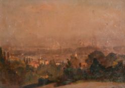 James Herbert Snell (1861-1935) - View of London, from Spaniards road, Hampstead Oil on wood