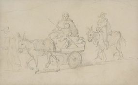 Attributed to Maria Spilsbury (1777-1823) - Irish gypsies with donkeys Graphite on wove paper 11.5 x