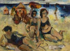Richard Bellias (1921-1974) - La plage Oil on canvas Signed lower right Dated   1954   with