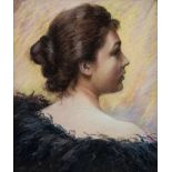 Attributed to Mme. Clemence Molliet (c.1855-1938) - Bust portrait of a lady seen from behind,