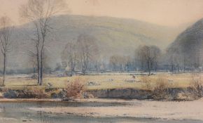 Arthur Reginald Smith (1872-1934) - Early morning in Yorkshire Watercolour, with scratching out,