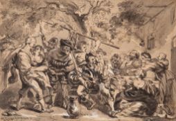 Francois Verdier (1651-1730) -  Christ before Caiaphas; The Blinding of Elymas A pair, graphite with