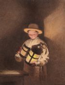 Frederick Thomas Baynes (1824-1874) - Young boy holding a lantern Watercolour, bodycolour over
