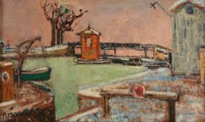 Jean Vinay (1901-1978) - Canal Saint Denis, neigeux Oil on canvas Signed lower left Title