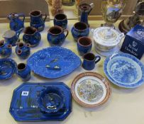A quantity of Devonshire pottery  , glassware, an Oriental blue and white bowl (af), a wall light,