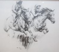 English School (20th Century) Horse racing  Pencil studies Signed indistinctly in pencil 39.5cm x
