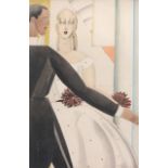 English School (c.1930s) A couple dancing and a couple shopping Watercolour drawings One signed