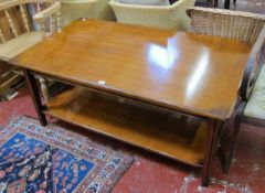 A teak hall table   and a two tier coffee table