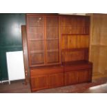 A large hardwood wall cabinet   168cm wide  A John Lewis desk   120cm wide and side cabinet A John