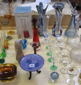 A quantity of  assorted glassware   to include a clear glass Boda decanter (in box), Wedgwood