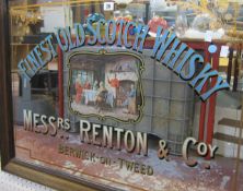 'Finest Old Scotch Whisky MESSrs RENTON  &  Co,  Berwick on Tweed'     Advertising mirror  , 61cm x