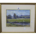 English School (20th Century)  Watching a cricket match Gouache Initialled B and dated– Marked in