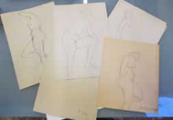 In the manner of Henri Matisse  , a collection of life drawings, signed and dated, 29.5cm x 21cm,