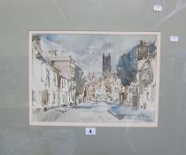 John Frederick Palmer (1939-) Bristol Savages Ludlow (?) Street Scene Watercolour Signed lower right