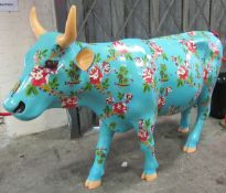 A Cow Parade 2002 "Chintz Cow" painted by David Halliwell  , originally sold in aid of the Royal