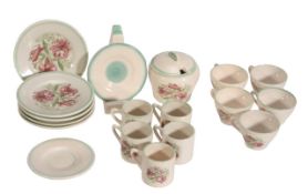 A selection of modern 'Susie Cooper' style miniature 'Tiger Lily' pattern earthenware tea and