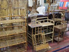 A quantity of early 20th century bamboo furniture,   shelves, screen, tables, stands etc.
