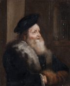 Follower of Jan Lievens (1607-1674) Portrait of a bearded old man, bust-length, wearing a beret