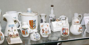A quantity of crested ware   to include Goss, Arcadian china, Carlton china etc