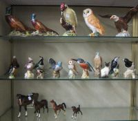 A collection of Beswick model birds and horses  , to include an eagle, pheasants, owl etc and some