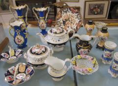 A quantity of English porcelain   to include a Royal Crown Derby dish, Crown Staffordshire basket