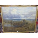 Moxon Cook, Herbert (1844-1920) Panoramic Landscape Watercolour Signed lower right 74cm x 94cm