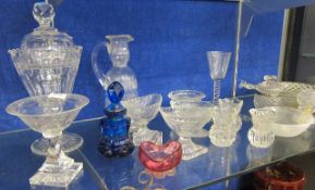 A quantity of glassware   to include a Regency dish and cover, salts etc