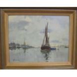 Edward Wesson, RI, RBA, RSMA (1910-1983) At Anchor Oil on board Signed lower left 33.5cm x 44cm