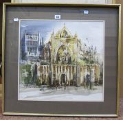Ruth Cockayne 'Exeter Cathedral' Pastel and wash Signed lower left  44.5cm x 46.5cm