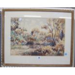 Claude Flight (1881-1955) Wooded River Scene Watercolour Signed lower left  30cm x 40cm