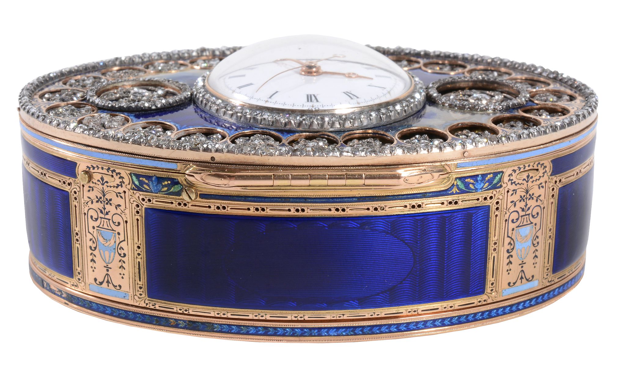 An Important jewelled gold and enamel double-opening oval snuff box with...  An Important jewelled - Image 9 of 26
