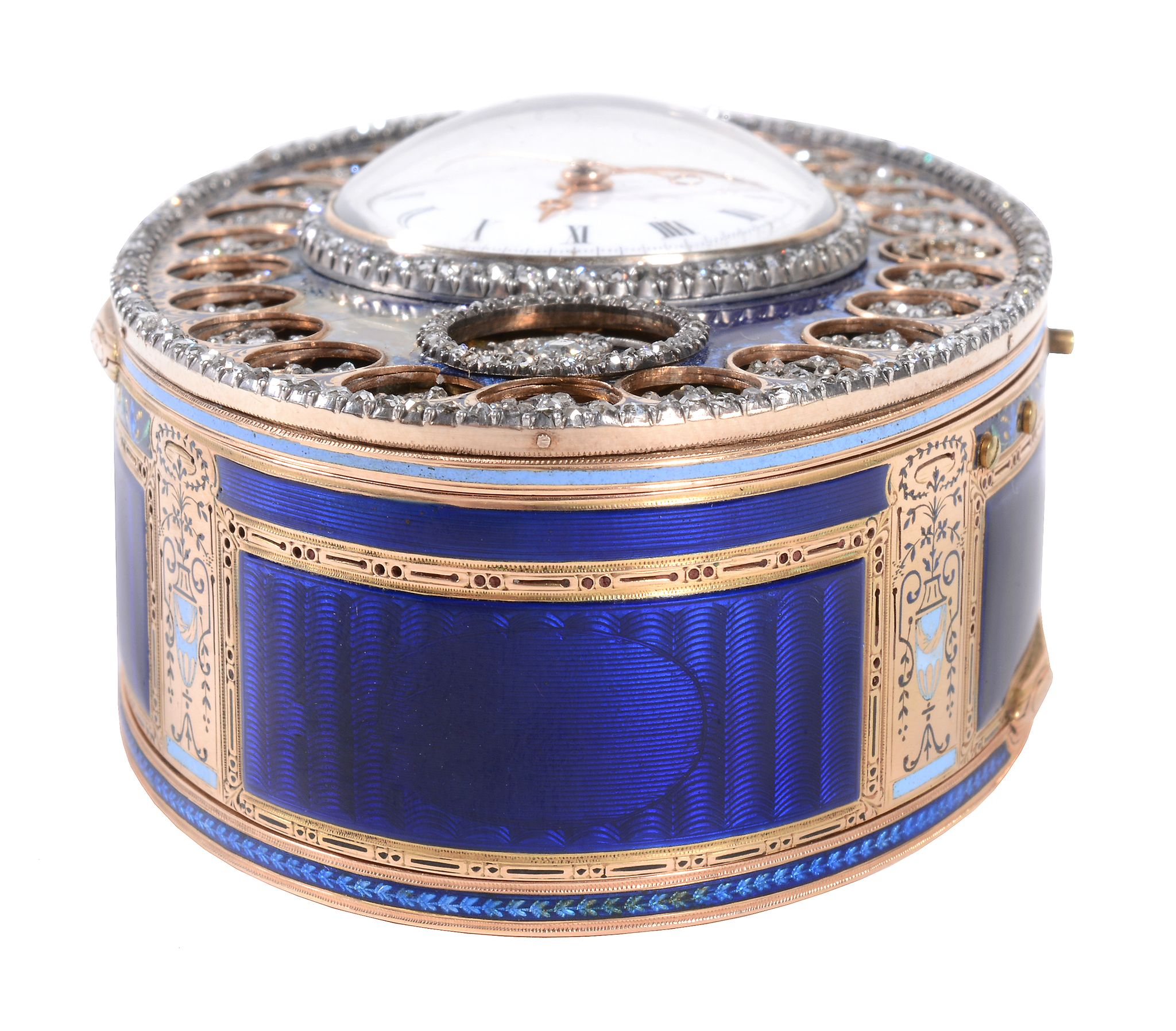 An Important jewelled gold and enamel double-opening oval snuff box with...  An Important jewelled - Image 6 of 26