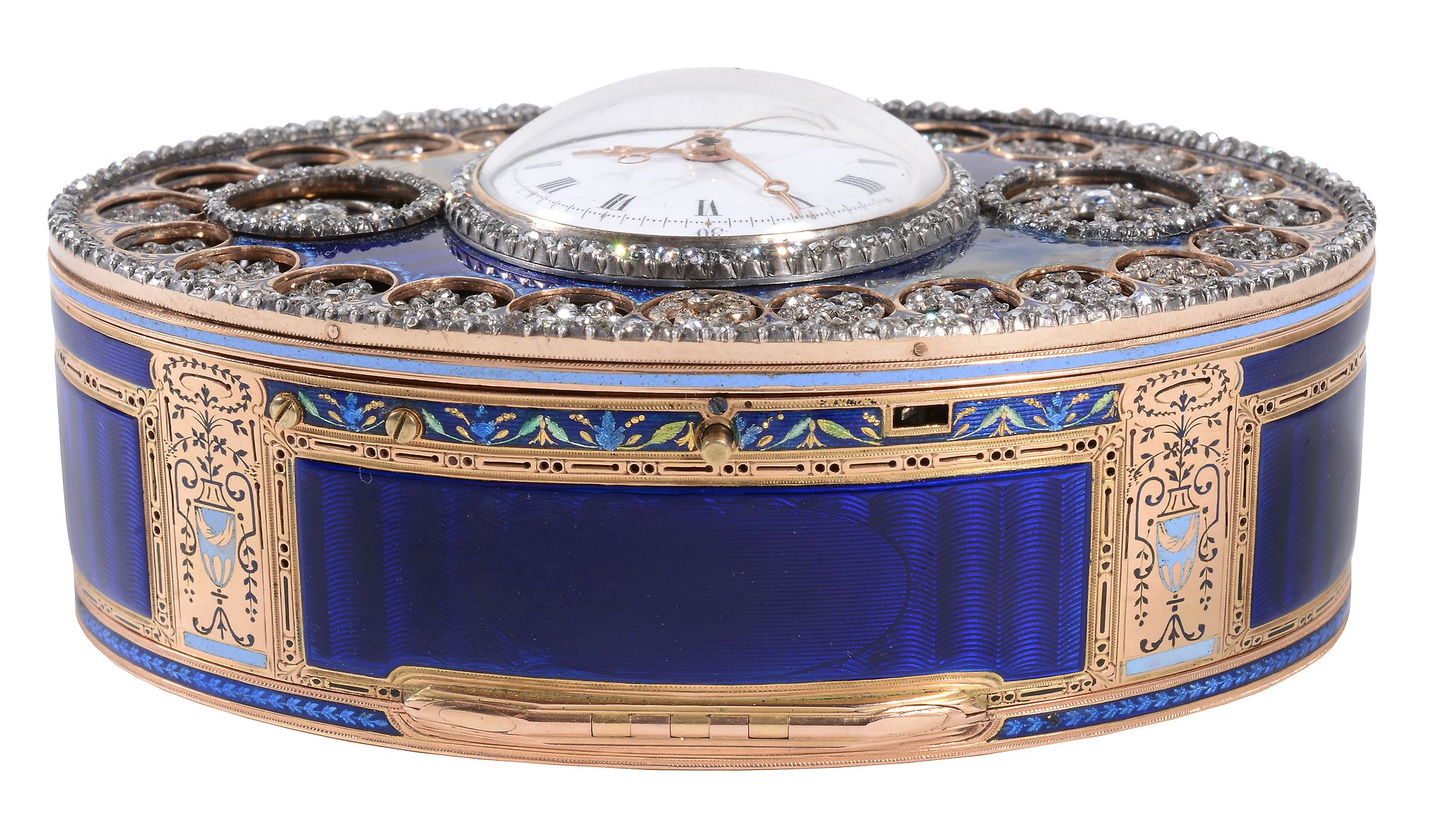 An Important jewelled gold and enamel double-opening oval snuff box with...  An Important jewelled - Image 7 of 26