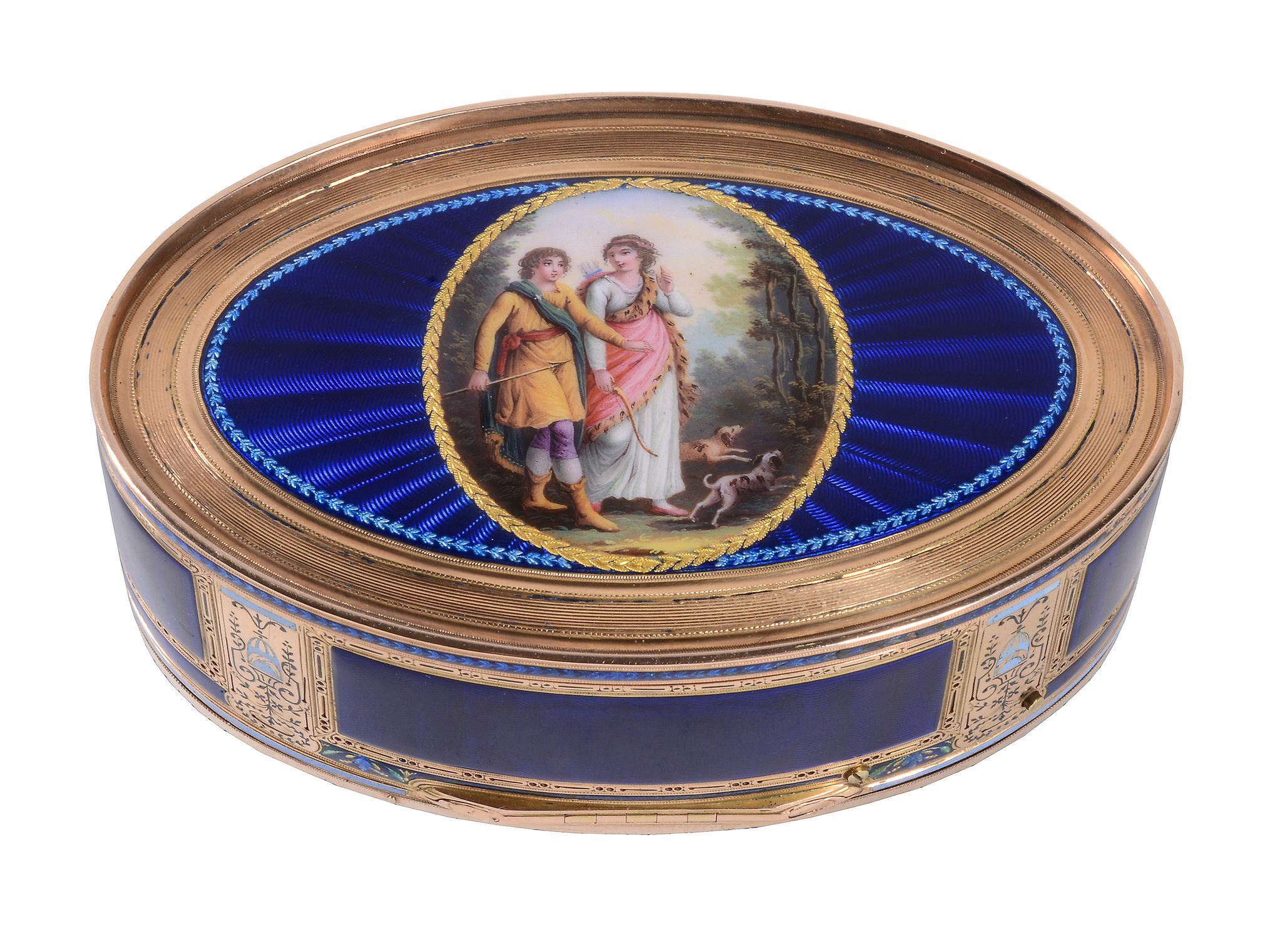 An Important jewelled gold and enamel double-opening oval snuff box with...  An Important jewelled - Image 10 of 26
