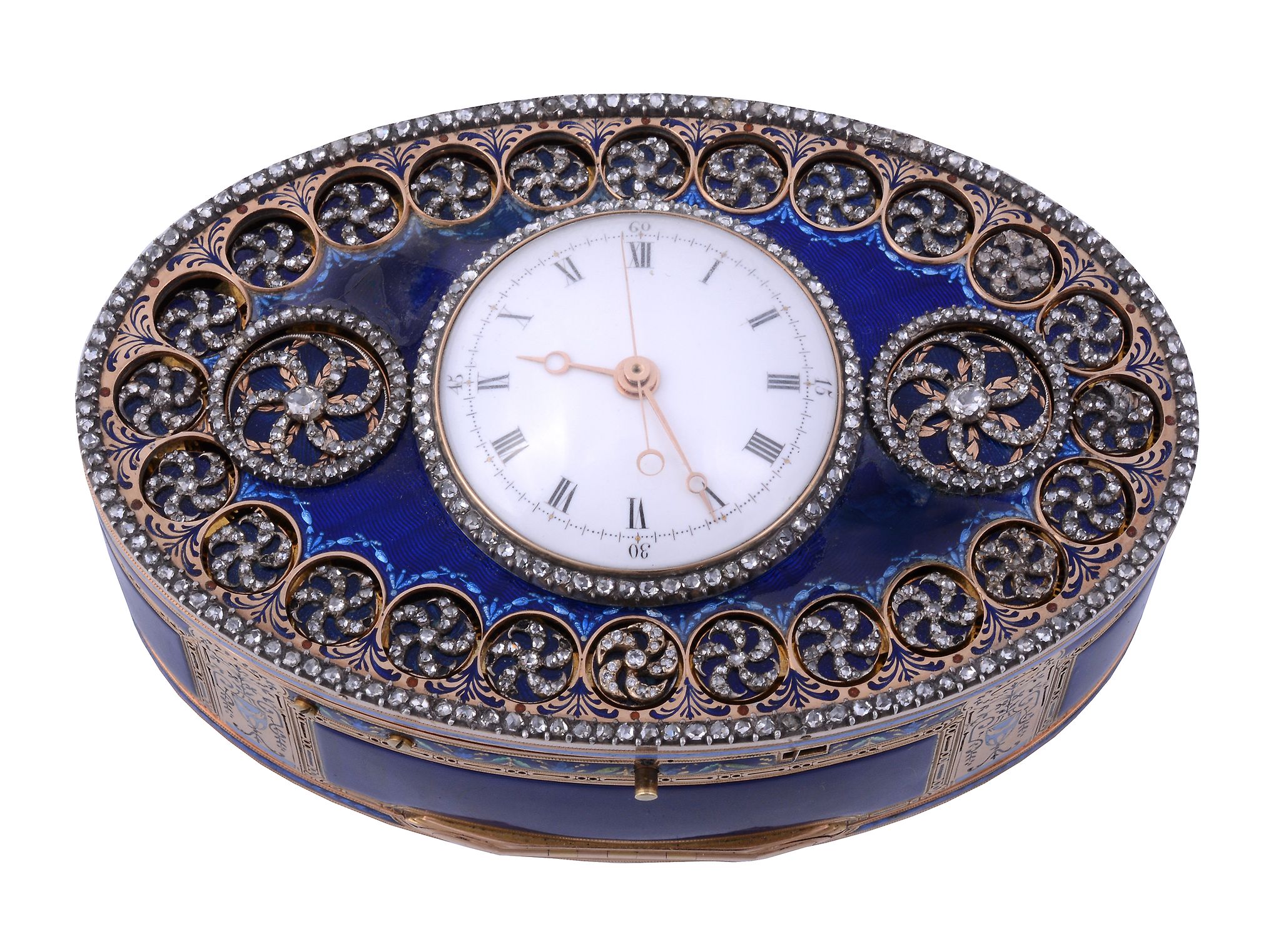 An Important jewelled gold and enamel double-opening oval snuff box with...  An Important jewelled - Image 5 of 26